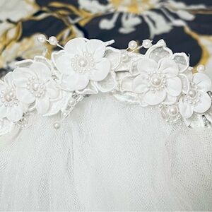 White Floral Bridal Veil